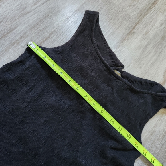 Anthropologie Knit Tiered Mini Dress Tie Back Sleeveless Black Stretchy Sz XS - Picture 5 of 9